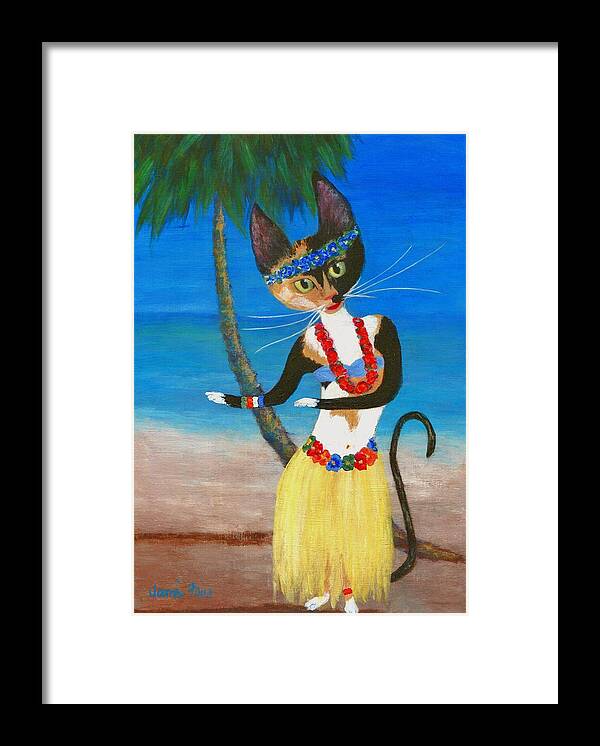 Calico Framed Print featuring the painting Calico Hula Queen by Jamie Frier