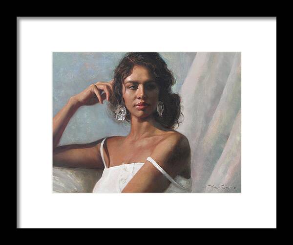 Beautiful Woman Framed Print featuring the painting California Beauty by Anna Rose Bain