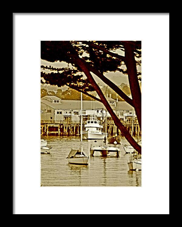 Sailboat Framed Print featuring the digital art California Coastal Harbor by Joseph Coulombe