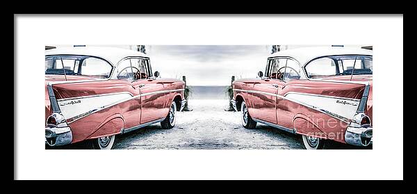 1957 Framed Print featuring the photograph California Dreaming Chevy Bel Air Cars by Edward Fielding