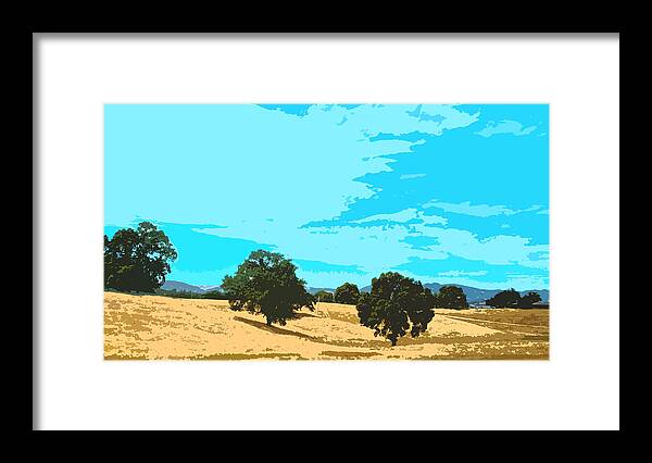 Hills Framed Print featuring the digital art California hills by Tim Ernst