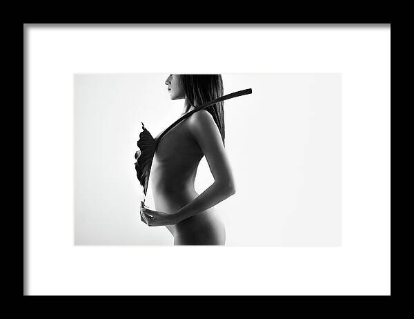 Fine Art Nude Framed Print featuring the photograph Calla Leave And Nude Girl by Patrick Odorizzi