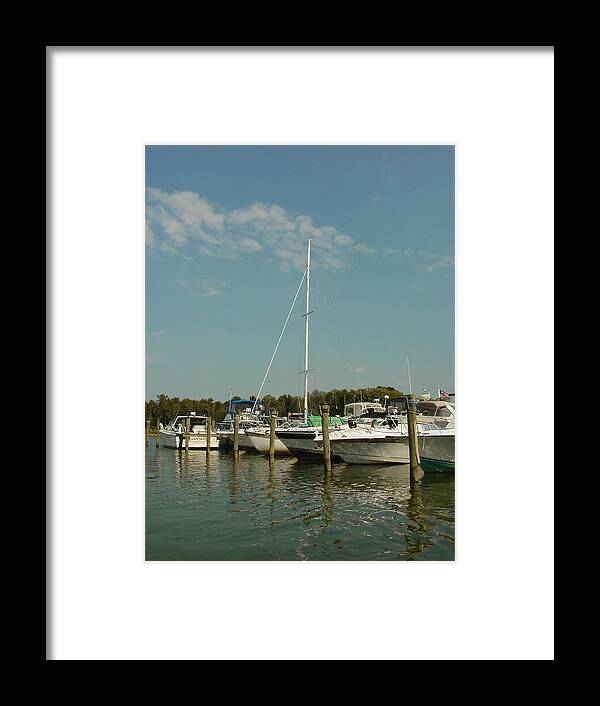 Marina Framed Print featuring the photograph Calm Day at the Marina by Dorothy Maier
