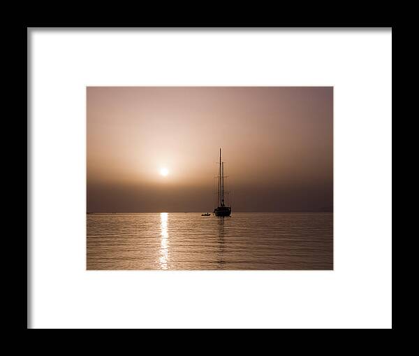 Mykonos Framed Print featuring the photograph Calm Sea and Quiet Voyage by Brenda Kean