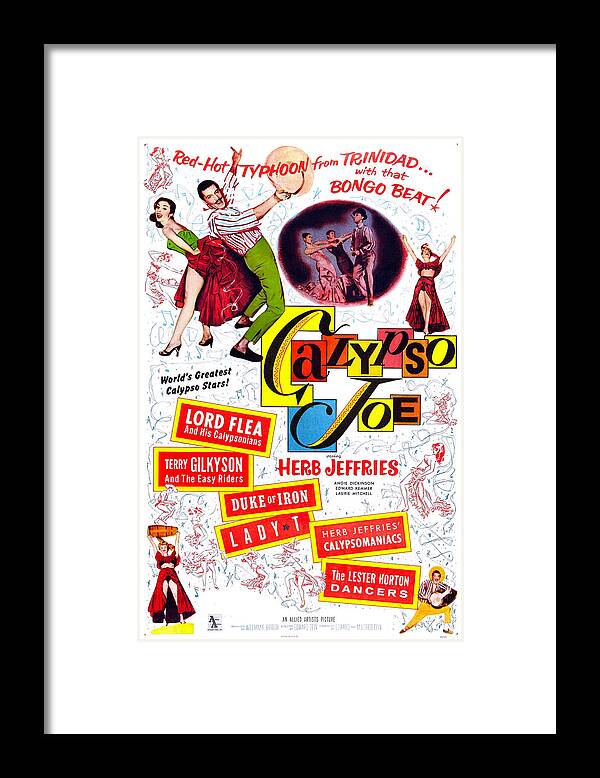 1950s Poster Art Framed Print featuring the photograph Calypso Joe, Us Poster, Top From Left by Everett