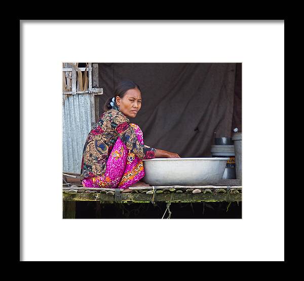 Cambodia Framed Print featuring the photograph Laundry day by David Freuthal