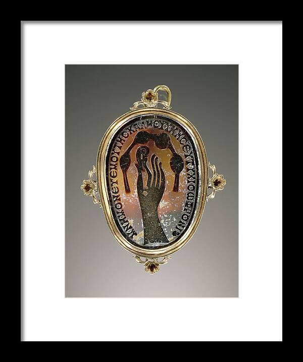 Cameo Framed Print featuring the drawing Cameo Set Into A Mount Unknown Gem 5th Century Mount Modern by Litz Collection