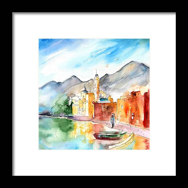 Italy Framed Print featuring the painting Camogli in Italy 11 by Miki De Goodaboom