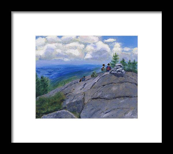 Landscape Framed Print featuring the painting Campers on Mount Percival by Linda Feinberg