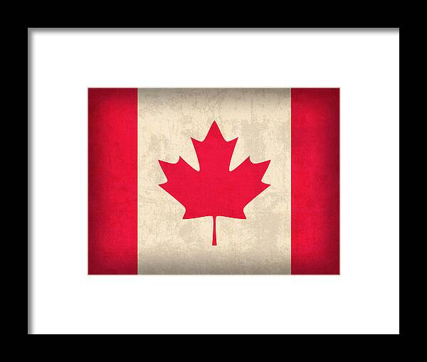 Canada Framed Print featuring the mixed media Canada Flag Vintage Distressed Finish by Design Turnpike