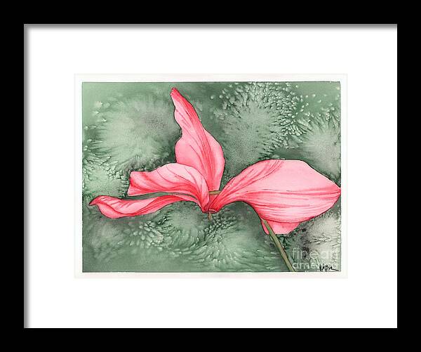 Cyclamen Framed Print featuring the painting Candy Cane Cyclamen by Hilda Wagner