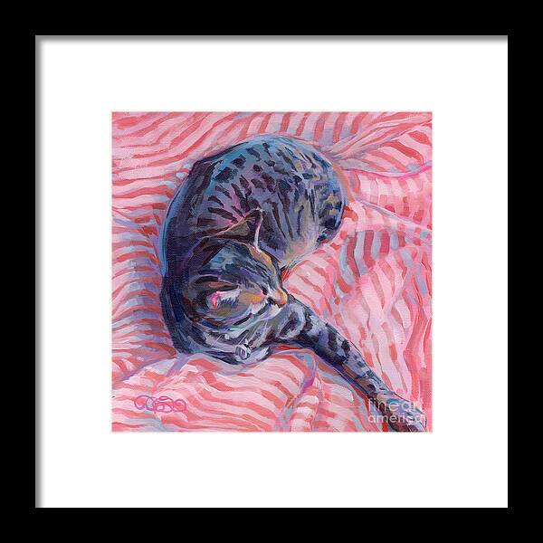 Tabby Cat Framed Print featuring the painting Candy Cane by Kimberly Santini