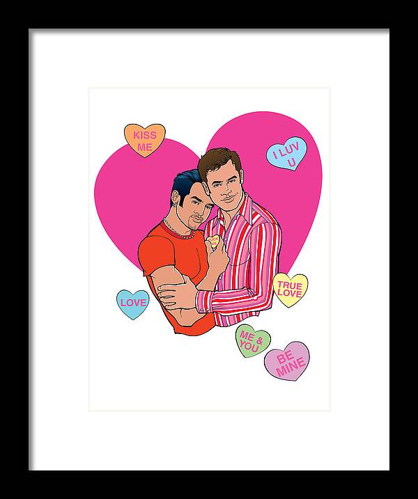 Valentine Framed Print featuring the digital art Candy Hearts by Steven Stines
