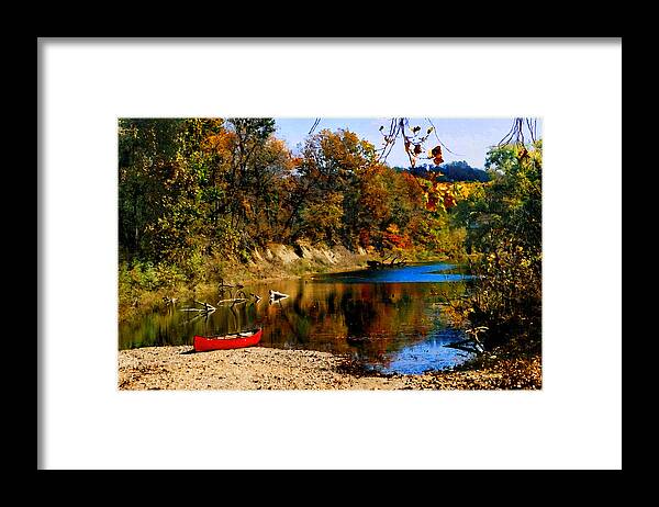 Autumn Framed Print featuring the photograph Canoe on the Gasconade River by Steve Karol