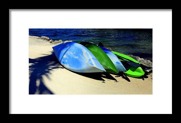 Canoes Framed Print featuring the photograph Canoe Shadows by Karen Wiles