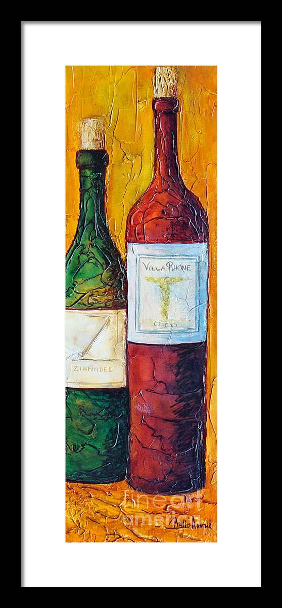 Wine Bottles Framed Print featuring the mixed media Cantina Campione by Phyllis Howard