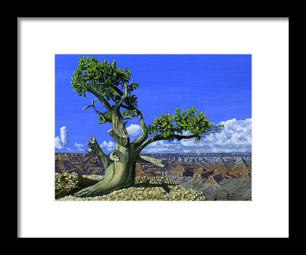 Tree Framed Print featuring the painting Canyon Tree by Phil Clark