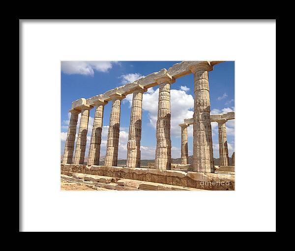Temple Of Poseidon Framed Print featuring the photograph Cape Sounion by Denise Railey