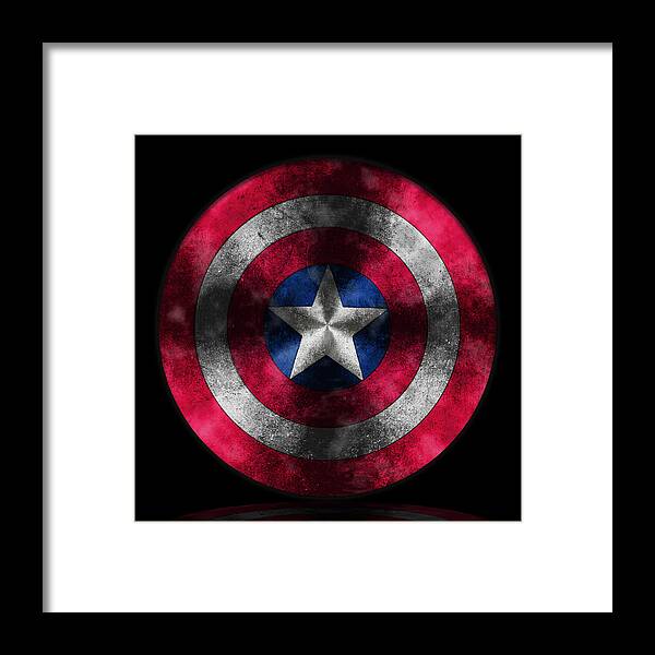 Captain America Movie Framed Print featuring the painting Captain America Shield by Georgeta Blanaru