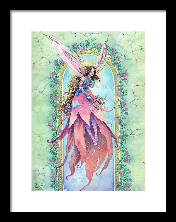 Fairy Framed Print featuring the painting Cardinal Fairy by Sara Burrier