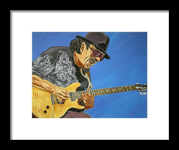 Carlos Santana Framed Print featuring the painting Carlos Santana-Magical Musica by Bill Manson