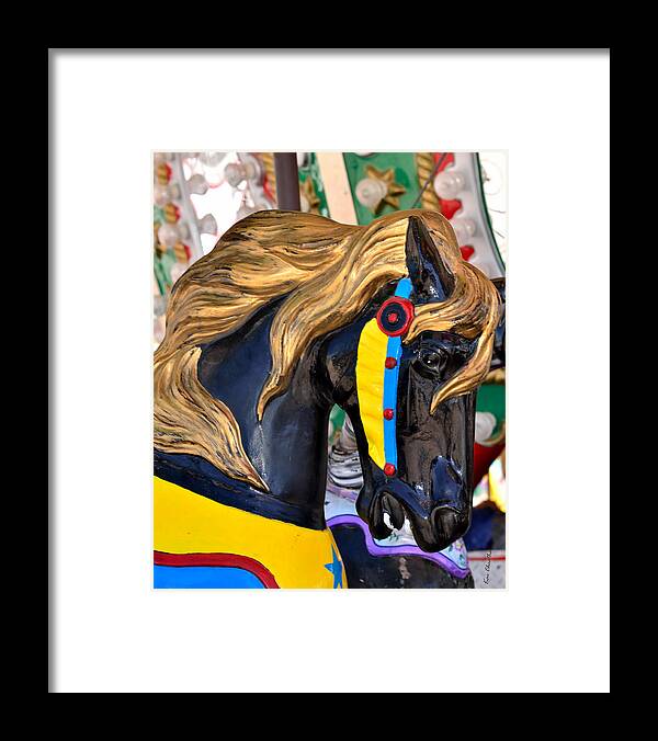 Horse Head Framed Print featuring the photograph Carousal Horses - 2 by Kae Cheatham