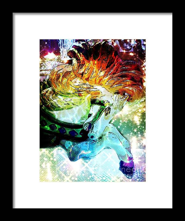 Carousel Framed Print featuring the digital art Carousel Sparkle by Patty Vicknair