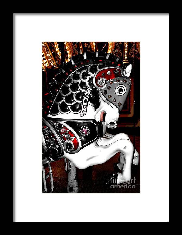 Carousel Framed Print featuring the digital art Carousel War Horse by Patty Vicknair