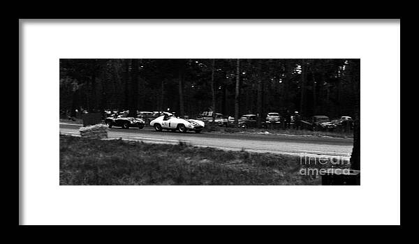 Carroll Shelby Framed Print featuring the photograph Carroll Shelby Ferrari 750 Monza and Jack Mc Afee 98 by Robert K Blaisdell