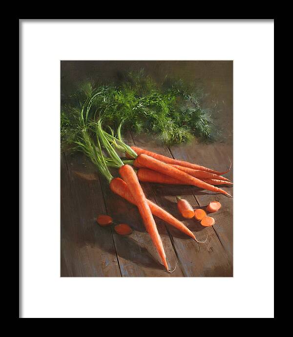 As Seen In Cooks Illustrated Magazine Framed Print featuring the painting Carrots by Robert Papp