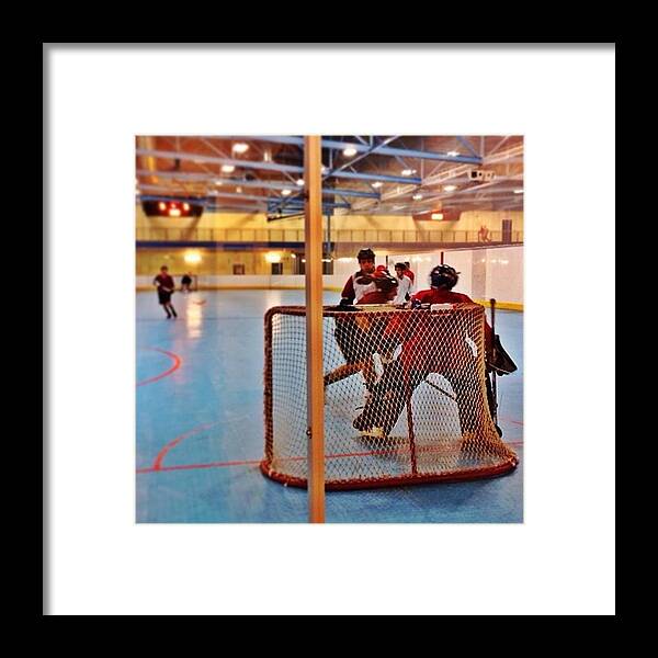  Framed Print featuring the photograph Carter's First Live Hockey Game. Dad by Dj Mello D