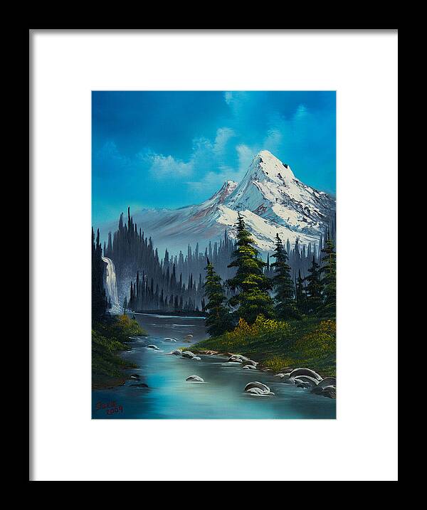 Landscape Framed Print featuring the painting Cascading Falls by Chris Steele