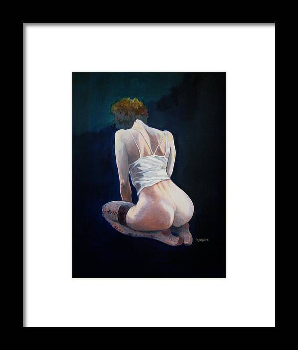 Female Framed Print featuring the painting Cassandra by Ray Agius