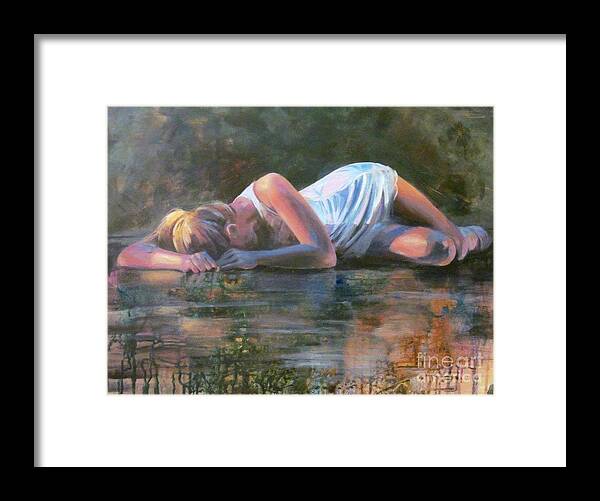 Young Lady On The Floor Framed Print featuring the painting Cast Out by Susan Bradbury