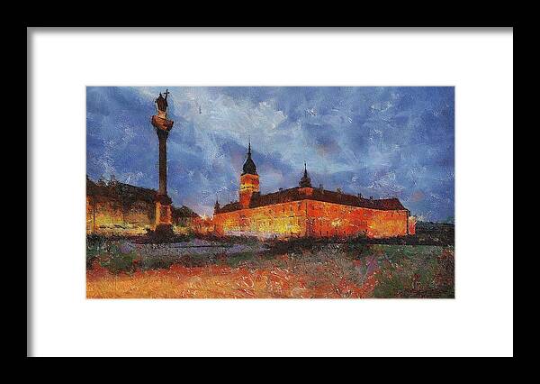 Poland Framed Print featuring the painting Castle Square in Warsaw by Maciek Froncisz