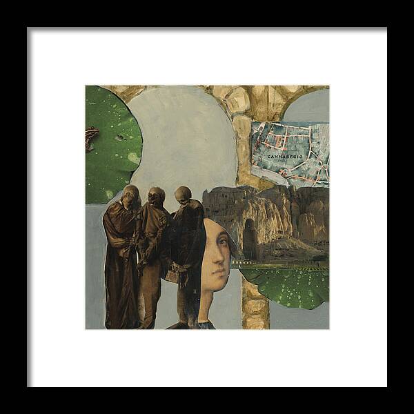 Collage Framed Print featuring the mixed media Catacombs 1 by Jillian Goldberg