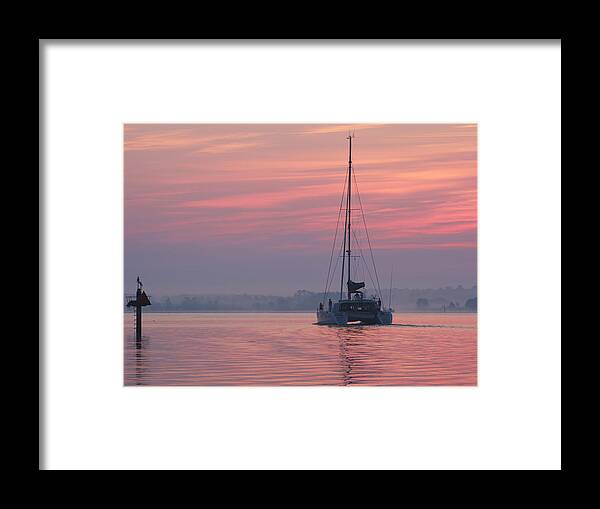Bay Framed Print featuring the photograph Catamaran at Dawn by David Kay