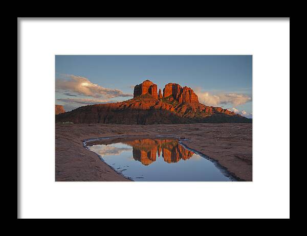 Cathedral Rock Framed Print featuring the photograph Cathedrals' Reflection by Tom Kelly