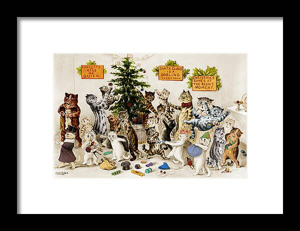 History Framed Print featuring the photograph Cats Decorating Christmas Tree 1906 by Photo Researchers