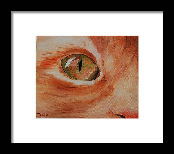 Cat Framed Print featuring the painting Cat's Eye by Teresa Smith