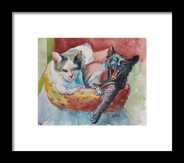 Cats Framed Print featuring the painting Jack and Neela by Jyotika Shroff