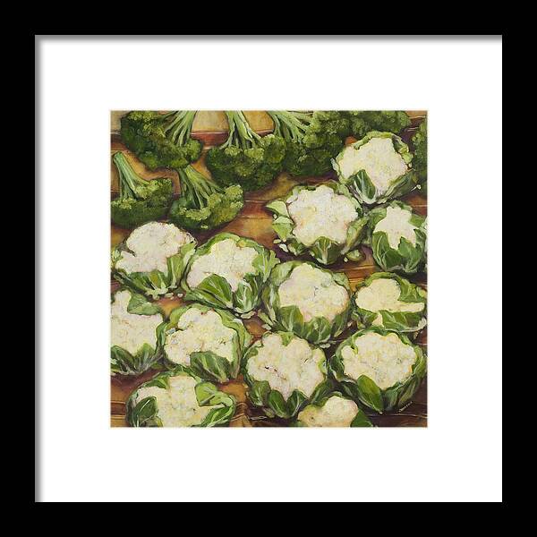 Cauliflower Framed Print featuring the painting Cauliflower March by Jen Norton