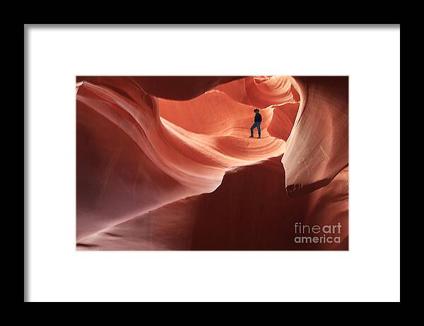 Slot Canyons Framed Print featuring the digital art Caveman by Angelika Drake