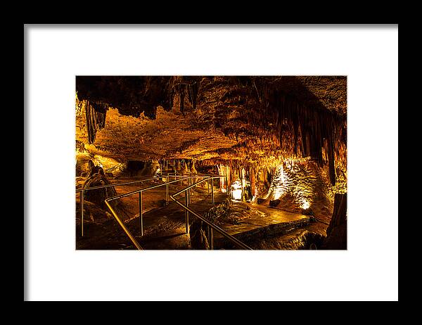 Meramec Caverns Framed Print featuring the photograph Cavern Path 3 by Angus HOOPER III