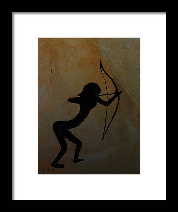Canaica Del Callar Framed Print featuring the digital art Cavewoman Archer by Asok Mukhopadhyay