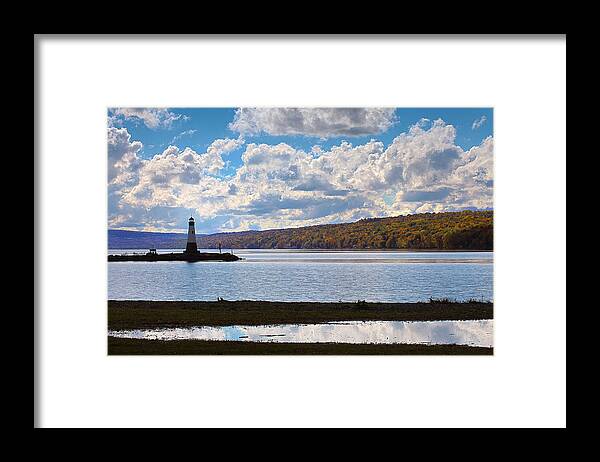 Taughannock Framed Print featuring the photograph Cayuga Lake In Colorful Fall Ithaca New York III by Paul Ge