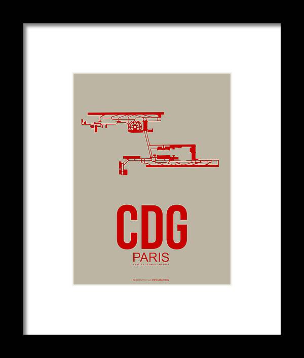 Paris Framed Print featuring the digital art CDG Paris Airport Poster 2 by Naxart Studio