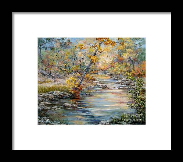 Landscape Framed Print featuring the painting Cedar Creek Trail by Virginia Potter