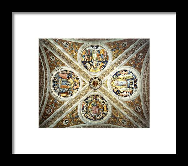 Ceiling Of The Stanza Dell Incendio Del Borgo Framed Print featuring the painting Ceiling of the Stanza dell Incendio del Borgo. by Raphael