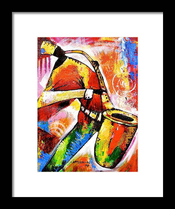 Appiah Ntiaw Framed Print featuring the painting Celebrating Music by Appiah Ntiaw